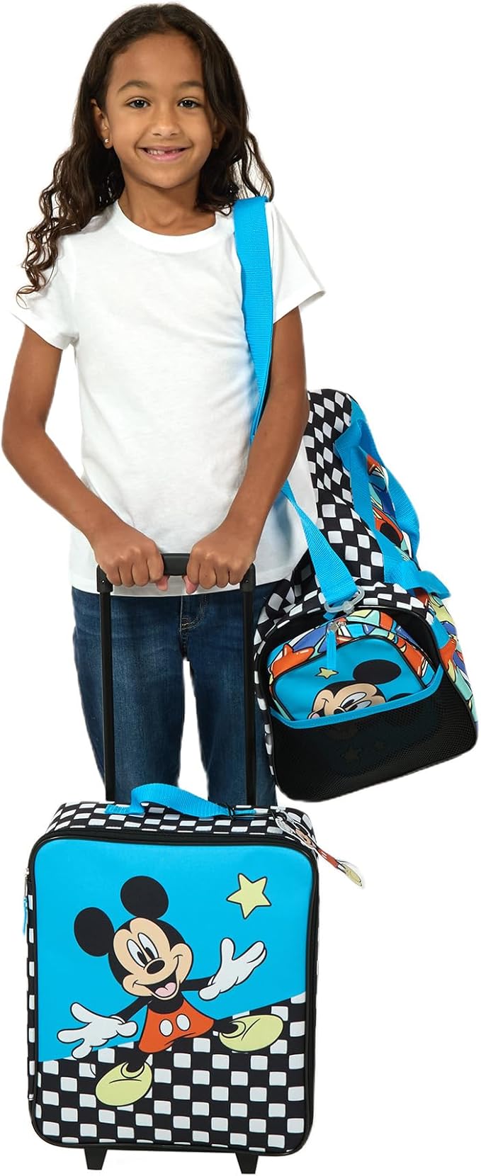 Bioworld Disney Mickey Mouse Polka Dots Youth 4-Piece Travel Set Carry on Luggage
