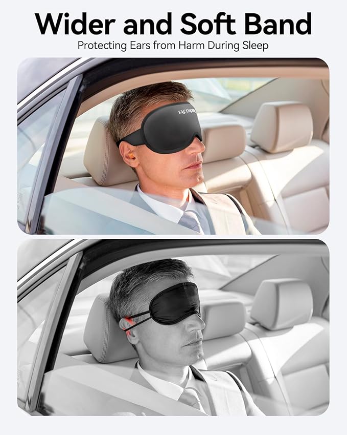 FACEMOON Sleep Mask for Men & Women – 3D Weighted Design, 100% Blackout, Extension Sleep Protector – Perfect for Airplane Travel, Camping, Road Trips & Long Flights, Contoured Eye Cover