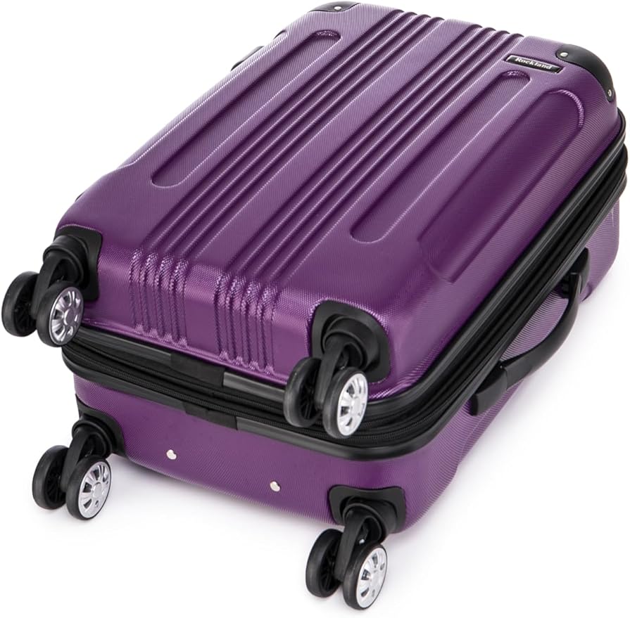 Rockland London Hardside Spinner Wheel Luggage Set, Purple, Carry-On 20-Inch and Tote 14-Inch (F1902-PURPLE)