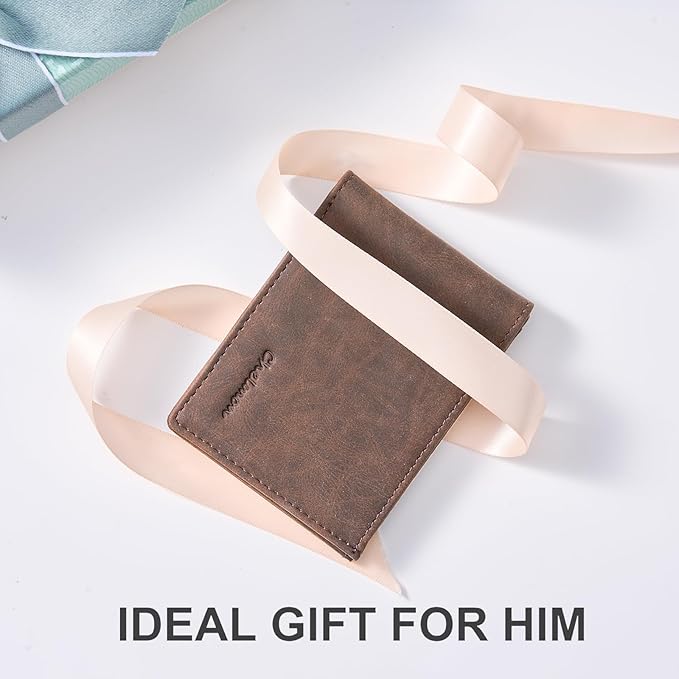 Chelmon Slim Wallet for Men ID Window with RFID Blocking Front Pocket Minimalist Bifold Bussiness Card Holder Gift for Men, CH Coffee