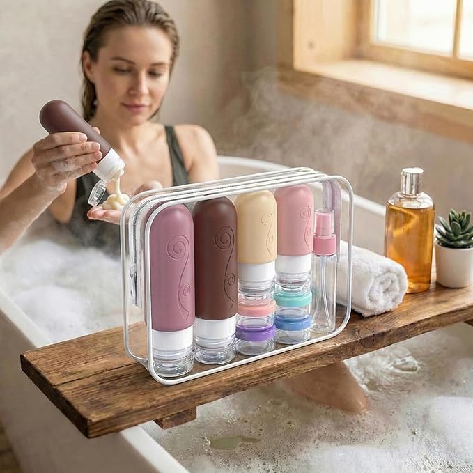 vodvob 16 Pack Travel Bottles Set for Toiletries, TSA Approved Travel Containers Leak Proof Silicone Squeezable Travel Accessories 2oz 3oz for Shampoo Conditioner Lotion Body Wash (BPA Free) (pink)