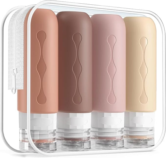 Gemice Travel Bottles for Toiletries, Tsa Approved, Travel Size Containers, BPA Free Leak Proof Tubs Refillable Liquid Accessories for Cometic Shampoo and Lotion Soap