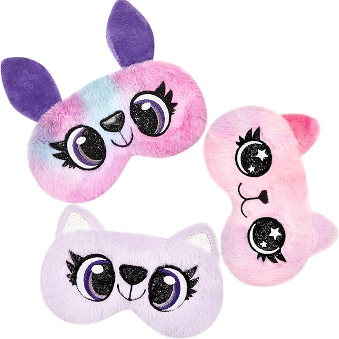 Geyoga Sleep Mask for Kids, Girls Plush Sleeping Eye Cover Soft Eye Blindfold Cover Animal Shade for Kids(Various Color)