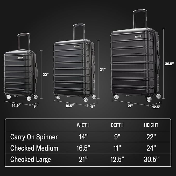 Samsonite Omni 2 24-Inch Medium Checked Hardside Luggage with 360° Spinner Wheels - Scratch Resistant Hardshell - TSA Lock - Expandable Polycarbonate Shell for Lightweight Travel - Artic Silver