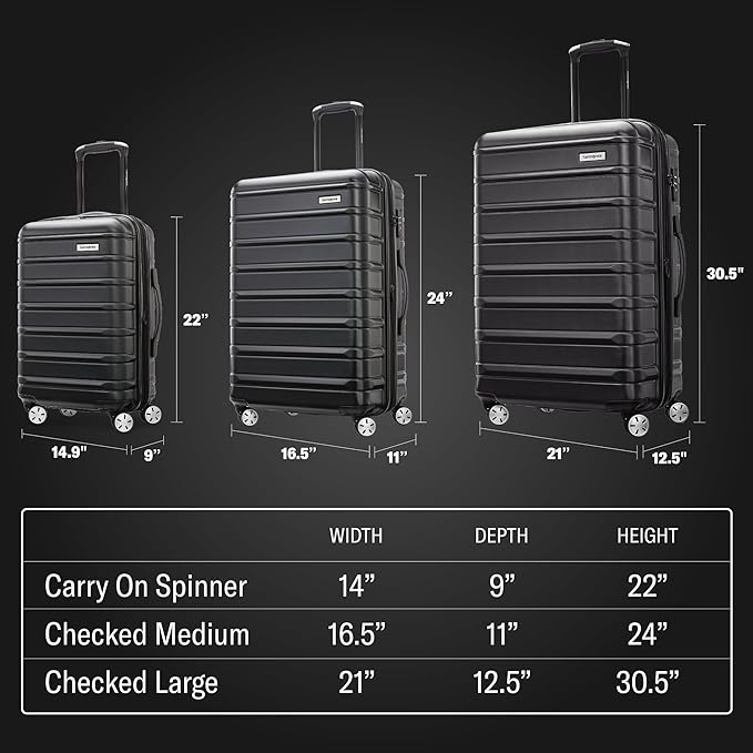 Samsonite Omni 2 Hardside 3 Piece Set - Includes Global Carry-On, Medium, & Large Checked Suitcases - 360° Dual Spinner Wheels - Integrated TSA Lock & Expansion - Amazon Exclusive - Icy Lilac