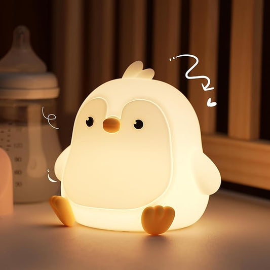 Led Cute Penguin Night Light, Dimmable Timer Nursery Kawaii Lamps, Super Squishy Silicone USB Rechargeable Touch Control Bedside Lamp, Used for Camping Party Room Decor(Penguin)