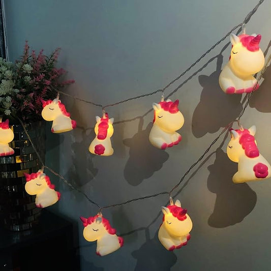 Animal Night Lights Pink Unicorns String Lights 5.4ft Battery Operated Bedroom String Llights 10 LED for Children Bedroom Home Holiday Decortion (Painted-Unicorns, 1.65m/10LED)