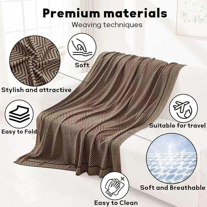 Travel Blanket Airplane - Ultra Soft & Lightweight Knit Design Compact Airplane Blanket,53x72 Inch,Stylish Travel Shawl Wraps for Flights,Office,Home Use,Travel Essentials & Gifts