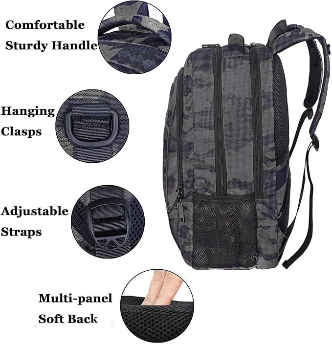 MATEIN Travel Computer Backpack, Sturdy College School Backpack for 15.6 Inch Laptop with Anti Theft Back Pocket, Lightweight Bookbag Carry On Personal Item Bag Casual Daypack Gift for Women & Men