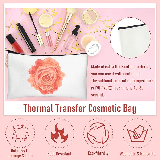 Legigo Blank Canvas Bag Zipper Pouch Makeup Bags Bulk - Multi-Purpose Canvas Pencil Pouch with Sturdy Zipper, Cosmetic Bag Travel Toiletry Bag for DIY Craft Projects, Storage (8.3 x 5 inches)