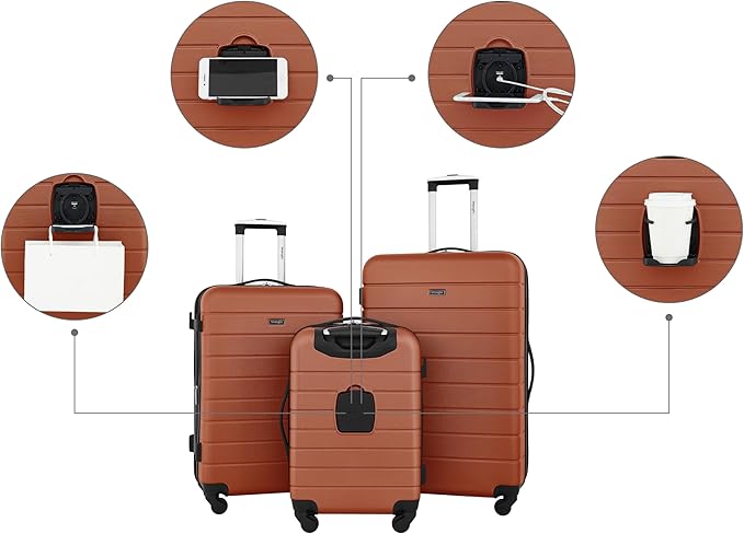Wrangler Smart Spinner Hardside Luggage, 3 Piece Set, Burnt Orange