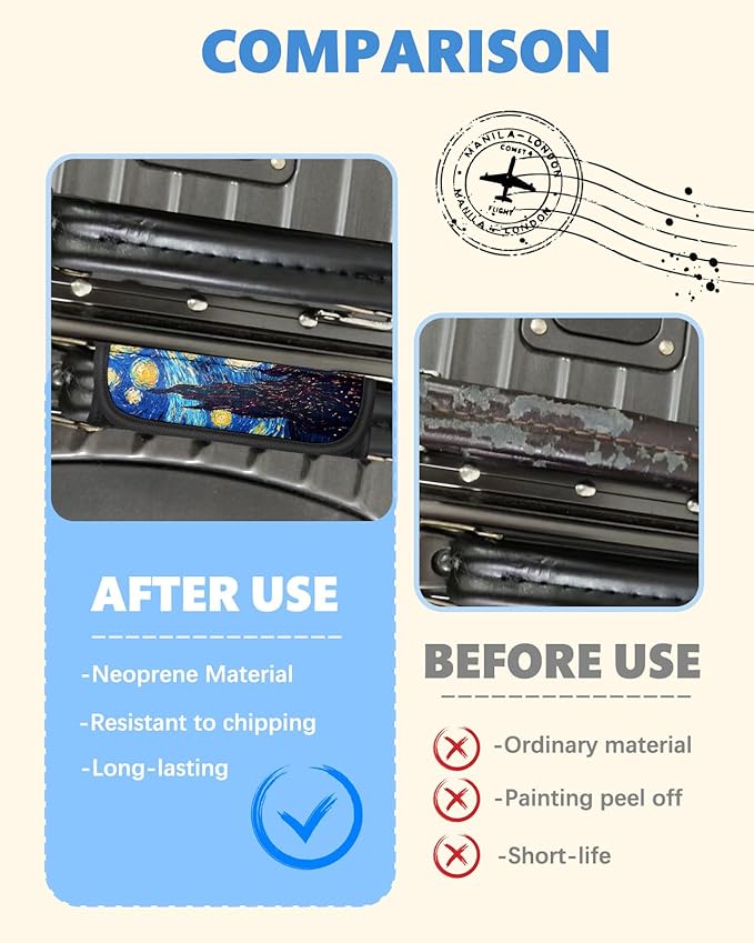 Slohif Luggage Handle Wrap 3Pcs Suitcase Identifier - Bag Strap Cover For Bogg Travel Accessories Easy Identification Bright Marker Sleeve Grips Comfort Neoprene Concealed Tag For Airport Sky