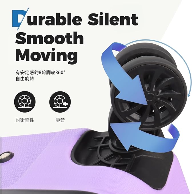 Luggage Set 3 Pieces -Suitcase Set - Luggage with Wheels - Check-in Luggage - PC + ABS Durable Suitcase Rotating Silent Wheels 3-Piece 20/24/28 (Taro Purple)