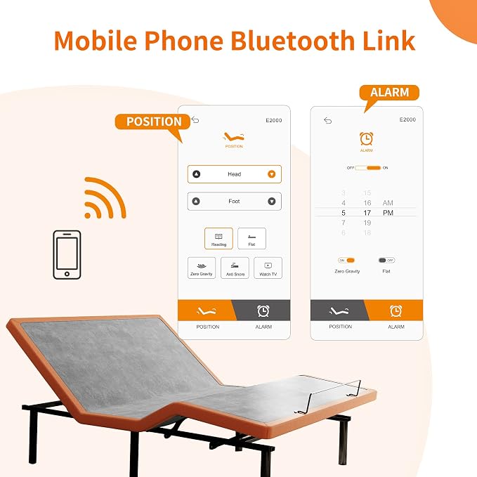 ESHINE King Adjustable Bed Frame Base - 3000 Premium Series | Easy to Install in 5 Minutes, Massage, Wireless Remote, Foot&Head Inclined, Zero Gravity, Dual USB Ports, Under Bed Light