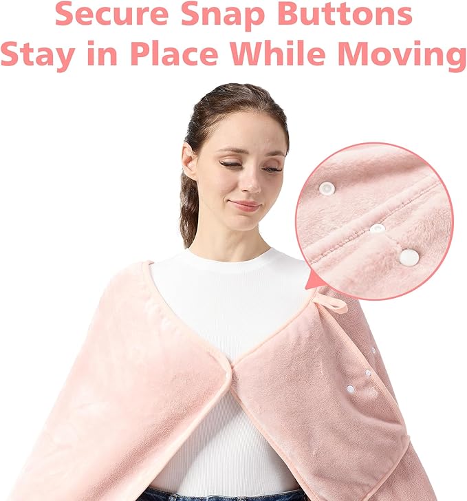 Travel Blanket with Carry Bag, Lightweight Wearable Airplane Blanket, Soft Packable Throw for Travel & Office Blush Pink