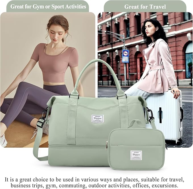 Weekender Bags for Women,Personal Item Travel Bag with Shoes Compartment,Overnight Travel Duffel Bag with Toiletry Bag