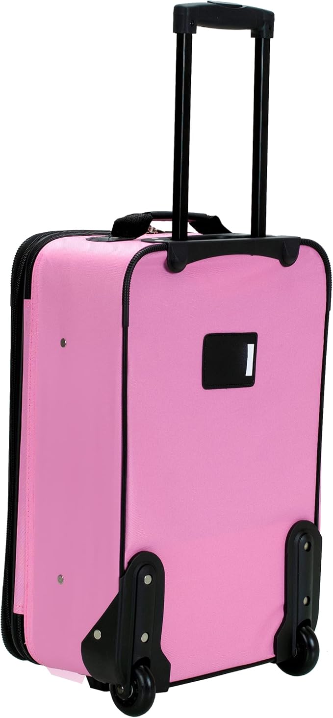Rockland Journey Softside Upright Luggage Set, Expandable, Pink, 4-Piece (14/19/24/28)