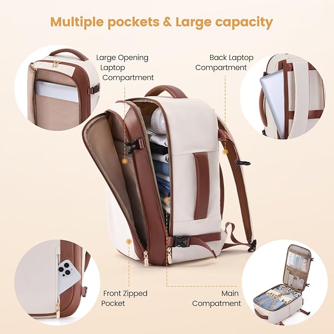 LOVEVOOK 40L Travel Backpack for Women,Carry on Luggage Backpack Flight Approved with 3 Packing Cubes,Waterproof Personal Item Travel Bag fits 17 Inch Laptop,Overnight Weekender Business Daypack