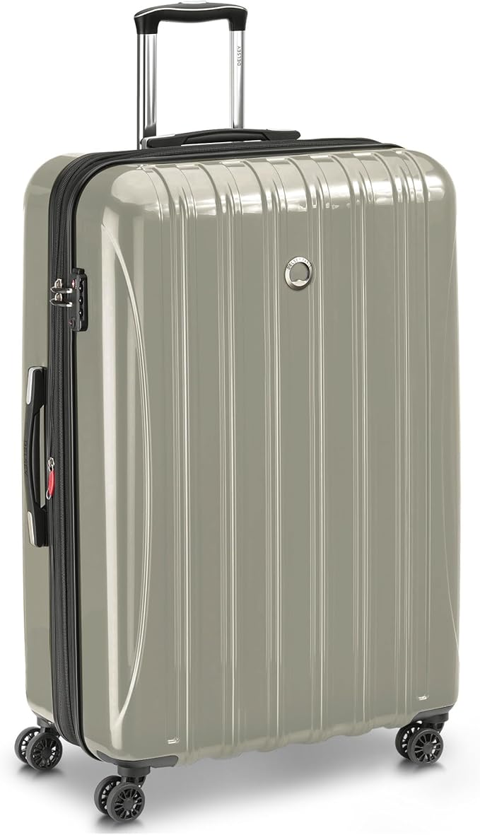DELSEY PARIS Helium Aero Hardside Expandable Luggage with Spinner Wheels, Latte, Checked-Large 28 Inch