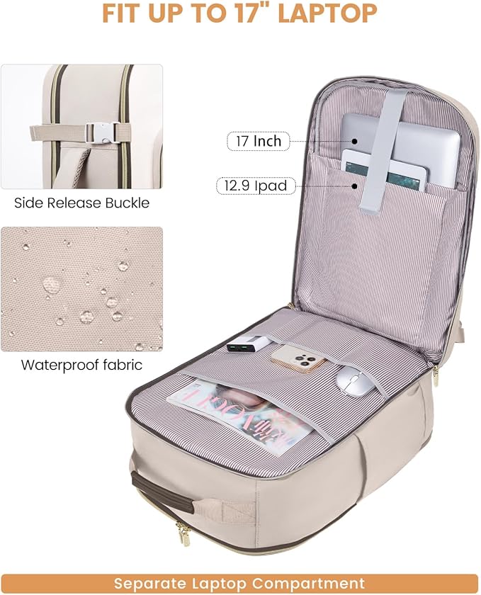 LOVEVOOK 40L Travel Backpack for Women & Men, Airline Approved Carry On Luggage with 3 Packing Cubes, TSA Overnight Bags, Waterproof Personal Item Bag, Weekender Essentials Backpacks fits 17" Laptop