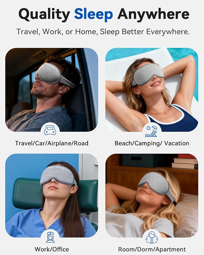 Weighted Eye Mask for Sleeping - 3D Blackout Sleep Mask for Women Men, Zero Eye Pressure, Lash-Friendly, Adjustable Strap, Airplane Travel Essentials for Long Flight & Road Trip, Meditation Mask(Gray)