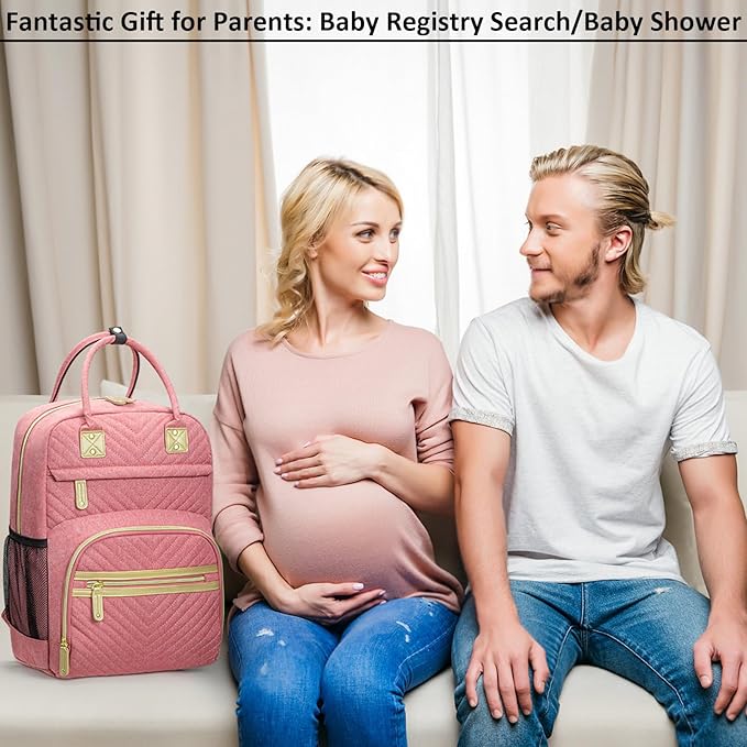 Tenot Baby Diaper Bag Backpack Tote for Women Large Capacity with Insulated Pockets Multifunctional Waterproof Diaper Bags For Baby Girl Boy Mama Maternity Travel Bag Pink