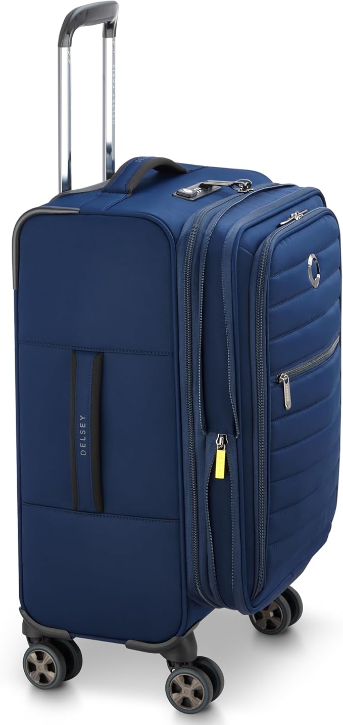 DELSEY PARIS Cruise 3.0 Softside Expandable Luggage with Spinner Wheels, Deep Sea Navy, Carry On 20 Inch