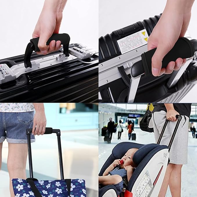 2 Pack Luggage Handle Wraps for Luggage Suitcase Travel Bags (Black)