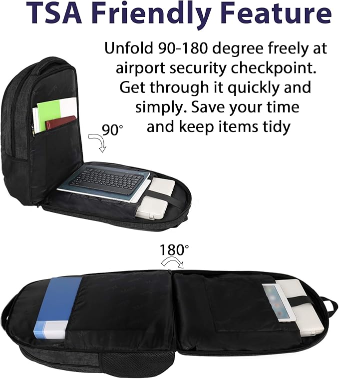 MATEIN 17 Inch Backpack for Men, Professional Work Office Laptop Backpack with Anti Theft Pocket & Trolley Sleeve, Water Resistant Large College Daypack Travel Carry On, Black Grey