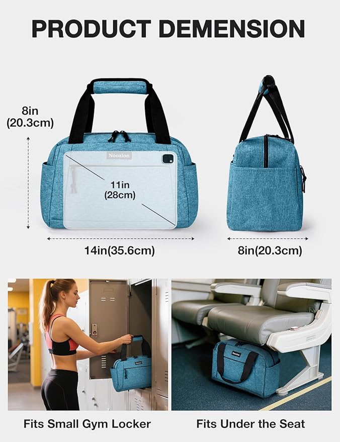 Noozion 14 inch Small Gym Bag for Women & Men, Lightweight Carry On Mini Duffle Bag with Multiple Pockets, Sports Bag for Travel and Workout.