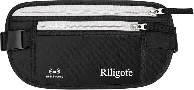 Money Belt for Travel Women and Men Hidden - Slim RFID Blocking Travel Wallet with Secure Anti-Theft Pouch, Passport Holder for Passport, Credit Cards, Cash Under Clothes