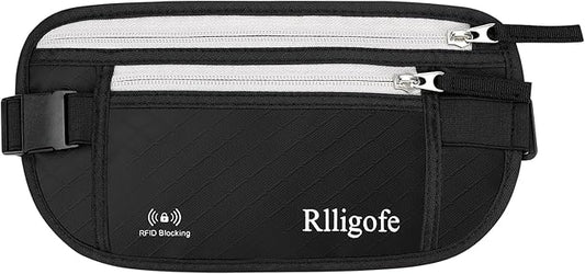 Money Belt for Travel Women and Men Hidden - Slim RFID Blocking Travel Wallet with Secure Anti-Theft Pouch, Passport Holder for Passport, Credit Cards, Cash Under Clothes