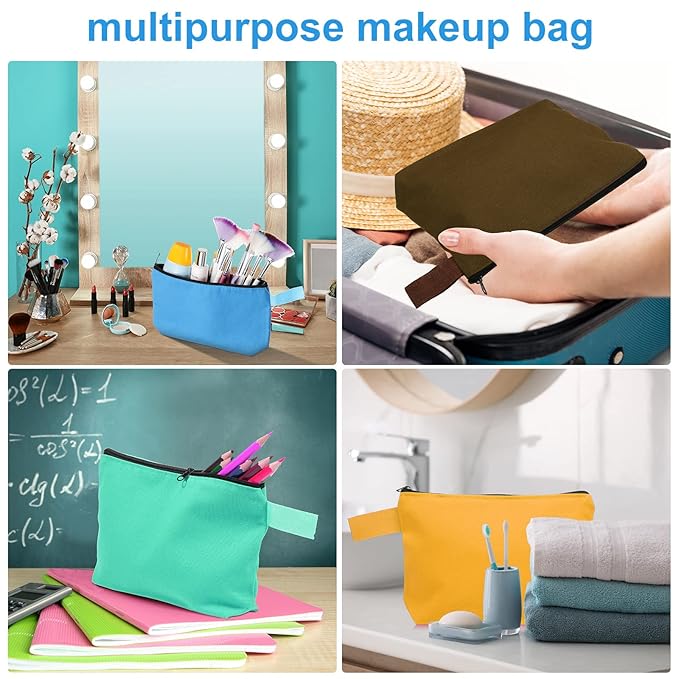 Saintrygo 30 Pcs Canvas Makeup Bags Bulk for Women Cosmetic Bags Small Travel Canvas Zipper Pouch Blank DIY Multipurpose Toiletry Hygiene Pouch for Women Purse Pencil Case(Classic,8.7 x 5 x 1.8 Inch)