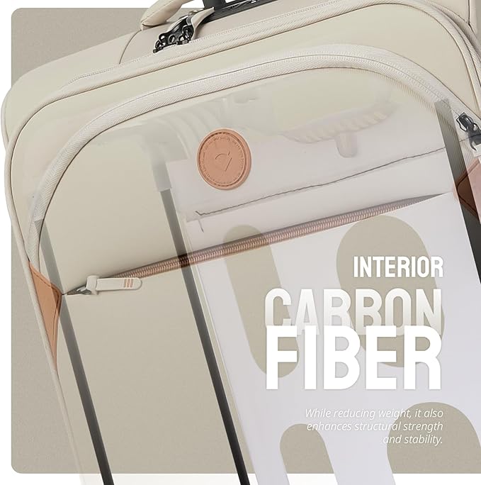 Verage Cambridge Lightweight Carry On Luggage,Softside Expandable Suitcase with Spinner Wheel (20-Inch, Light Khaki)