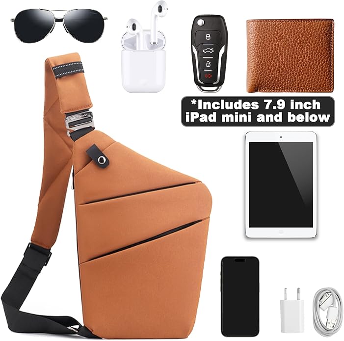 Anti Theft Travel Bag, One Shoulder Large Capacity Cross-body Bag Chest Fashion Lightweight Sling Bags for Travel Sports