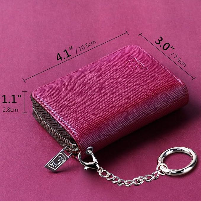 FurArt Zipper Wallet Women, RFID Blocking Credit Card Wallet, Business Card Holder, Compact Size KeyChain Wallet