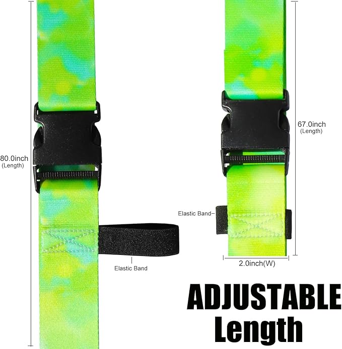 Luggage Straps for Suitcases TSA Approved-2 Pack Bright Personalized Luggage Belt Strap for Suitcase/Carry On Bag Luggage Accessories for Travel (Watercolor-Green)