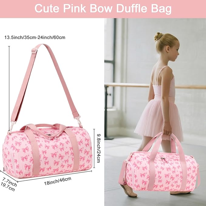 BTOOP Duffle Bag for Gym Sports Women Girls Workout Travel Bag Weekender with Shoe Compartment and Wet Pocket