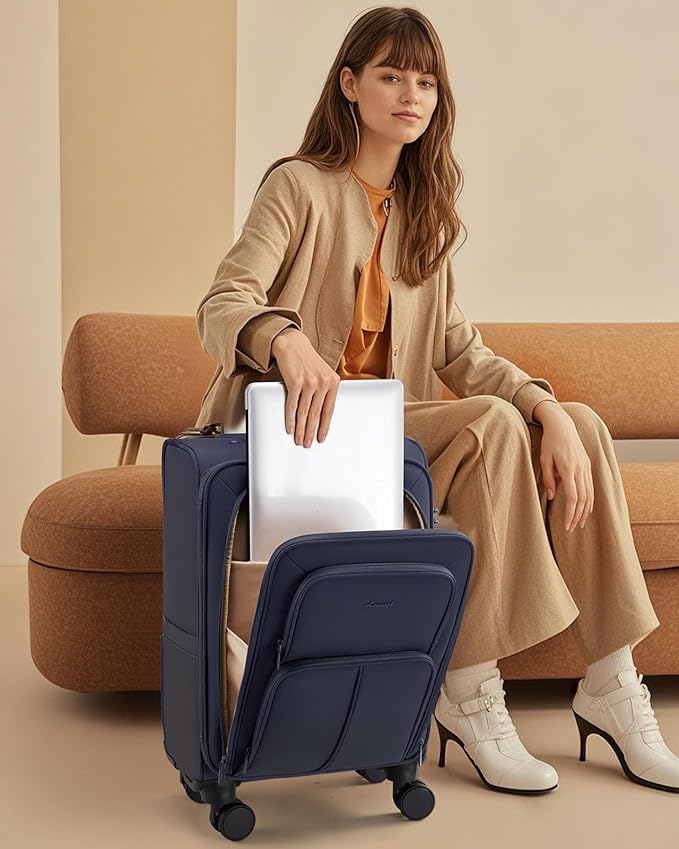 LOVEVOOK Carry On Luggage 22x14x9 Airline Approved, 22 Inch Softside Suitcases with Spinner Wheels, Lightweight Carry-on Suitcase with TSA Lock for Women Men, Large Luggage for Travel Business Trip