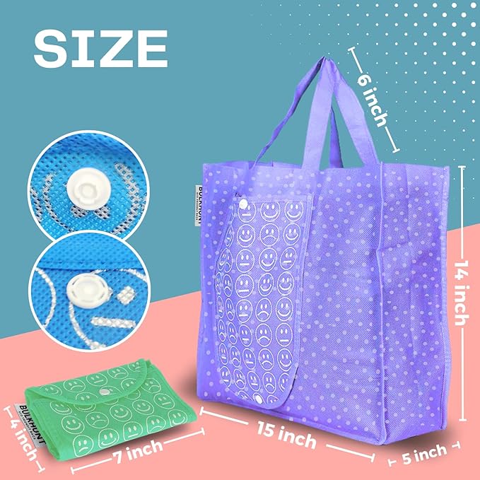 Bulkhunt 12 Pcs Foldable Shopping Bags Printed Bag with Handle for Grocery Vegetable Household Gift