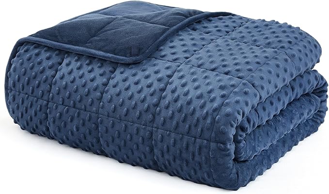 L'AGRATY Weighted Blanket - 40"x60" 7lbs Minky Dots Heavy Blanket with Glass Beads Soft Breathable for All-Season Summer Fall Winter Thick Comfort for Sleeping