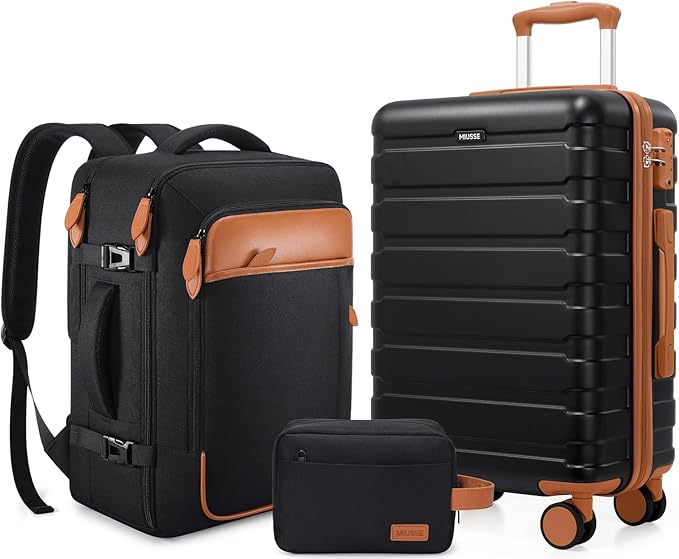 Luggage Sets 3 Piece, 20 Inch Hardshell Carry On Luggage 22x14x9 Airline Approved, Suitcase with TSA Locks & YKK Zippers, Carry On Suitcase with Wheels for Men & Women Travel