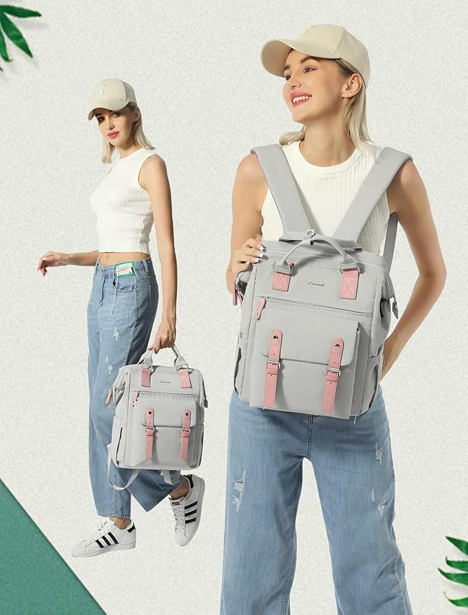 LOVEVOOK Laptop Backpack for Women, Teacher Nurse Bag Work Travel Computer Backpacks Purse,Water Resistant Daypack with USB Charging Port, 17.3 inch