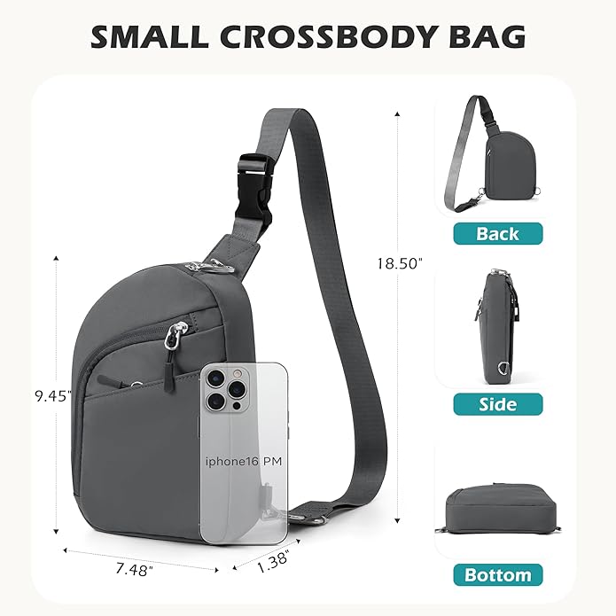 TOPEAST Anti Theft Crossbody Bags for Women Men, Small Sling Crossbody Bag Travel Purse Shoulder Wallet with RFID Blocking
