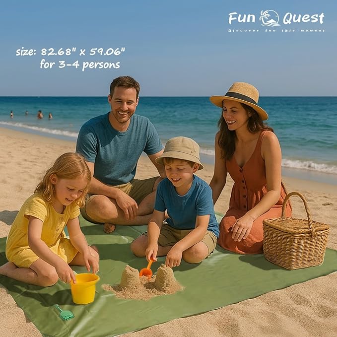 Picnic Blanket Waterproof – Packable Sand Proof Beach Blanket (0.42lb/0.66lb), Compact & Foldable, Fits in Pocket with Integrated Stakes, Ideal for Camping, Hiking, Travel, Concert, Festival