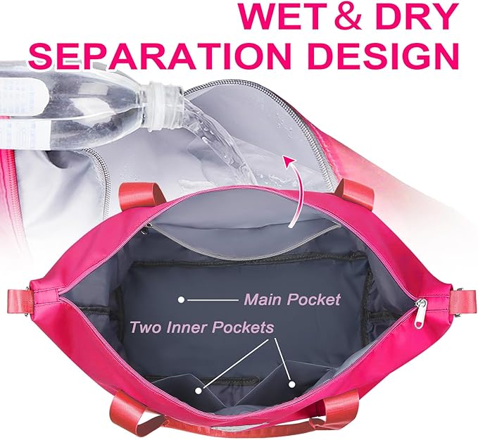 WOOMADA Weekender Bag for Women, Travel Duffel Bags with Shoe Compartment & Wet Pocket, Personal Item Bag for Airlines