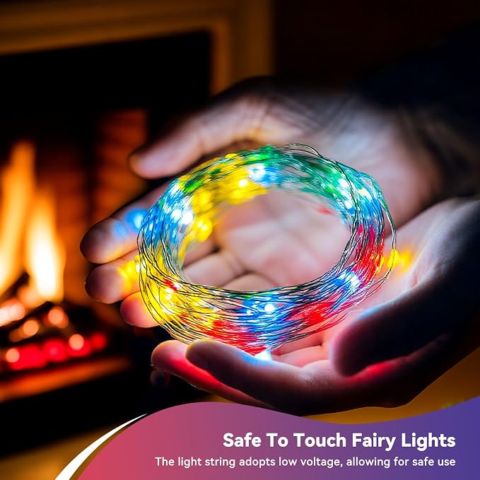 LitHome 4 Pack Multicolor Fairy Lights Battery Operated, Each 20 FT 60 LED | Twinkle Lights Battery Operated 2 Modes, Waterproof Fairy String Light for Classroom Indoor Bedroom Christmas Wedding Decor