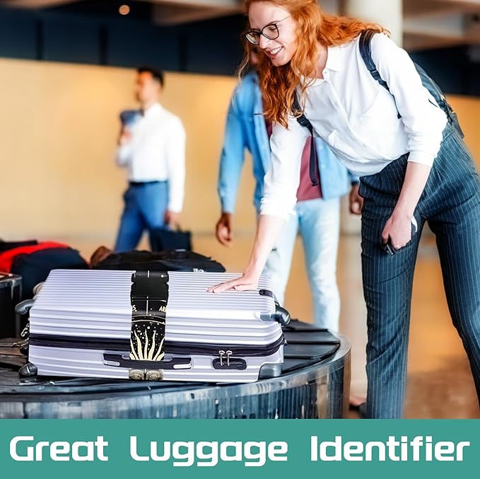 Slohif Luggage Straps for Suitcases Travel Belt Accessories Luggage Connector Identifiers 2 Pack Over Handle with Buckle Unique Nylon Adjustable Strap for Sleeping Bag Car Seat Moon