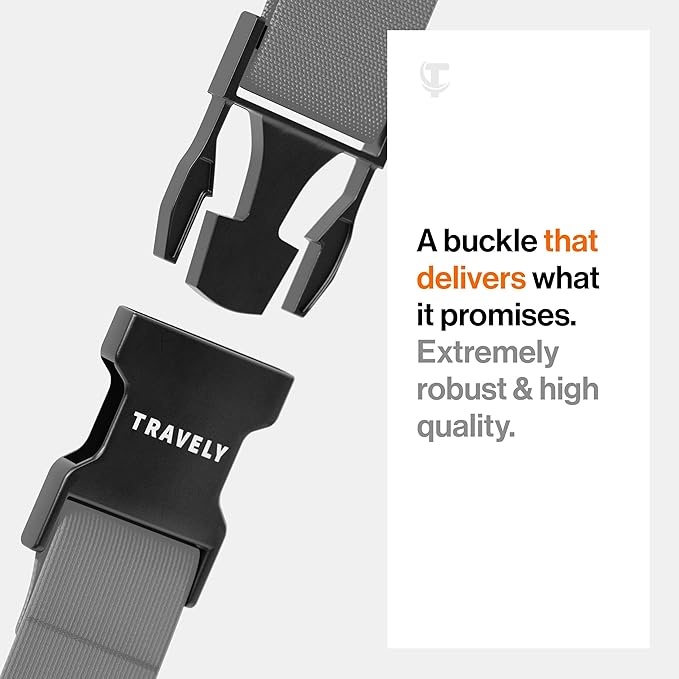 TRAVELY Luggage Straps - Particularly conspicuous & Secure - Incl. 4 Name Tags - Luggage Strap Ideal crosswise - [Set of 4]