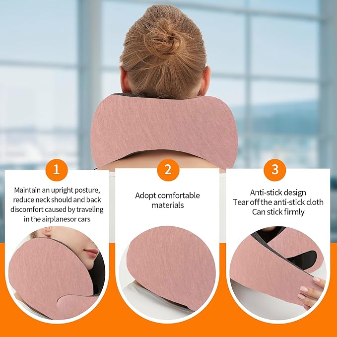 Travel Neck Pillow Airplane, Memory Foam Travel Pillows for Comfort on Sleeper Hold Compact and Ergonomic Design for Traveling Car Rides Home Road Trip Essentials for Adults and Kids (Pink)